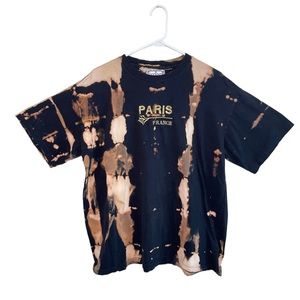 “Paris, France” Bleach Tie-Dye Shirt (L)